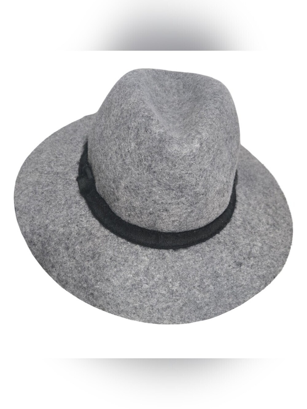 ZARA Sz S or 57 cms 100% Wool Hat Grey Fedora with Black Band, Y2K, Cool